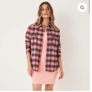 Spell Designs Maverick Pink and Black Plaid Button-Up Shirt
